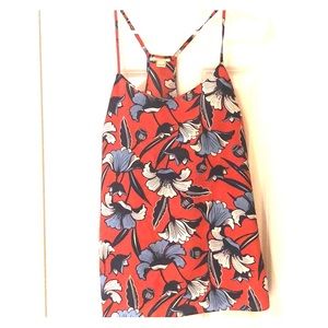 EUC j. crew red blue floral tank top